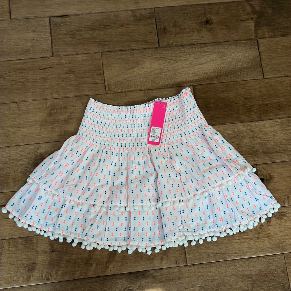 White and Pink Patterned Women's Skirt